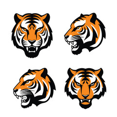Tiger Head Silhouette Icon Bundle