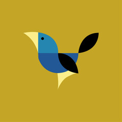 Minimalist Colorful Bird Vector, Geometric Abstract Bird Illustration