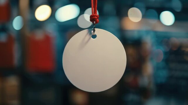 A simple kite suspended by a thin red string against a plain background, with no other objects in sight
