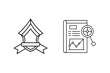 Award ribbon and data analysis chart shield crest