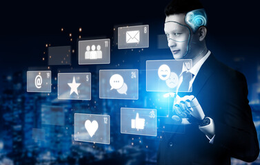 AI analyzing social media metrics, reading user interaction patterns, tracking engagement levels,...