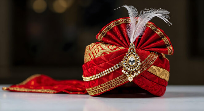 A traditional Indian wedding turban pagdi
