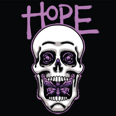Skull with Butterfly Urban Streetwear Art