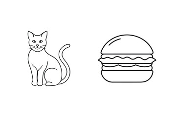 Feline and burger illustration animal domestic