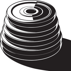 Stack of weight plates for fitness training strength training gym equipment black and white illustration