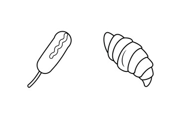 Hot dog with mustard and croissant pastry food