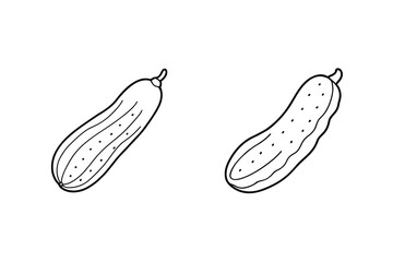Two stylized cucumbers with black outlines vegetable
