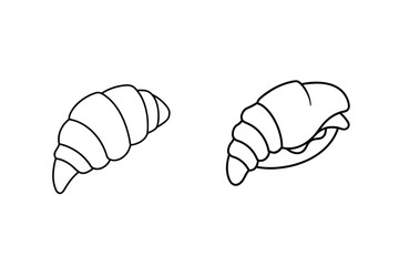Croissant sandwich and plain croissant pastry food