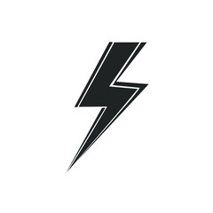 Striking Minimalist Black Lightning Bolt Design for Energy and Power Concepts