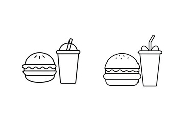 Burger and drink icons beverage fast food