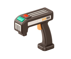 Vintage Style Barcode Scanner Device with Colorful Buttons and Grip