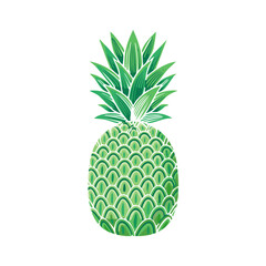 Obraz premium Stylized Pineapple Illustration with Green Tones and Decorative Scales for Tropical Designs