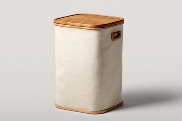 Stylish rectangular laundry hamper with a bamboo lid and wooden accents