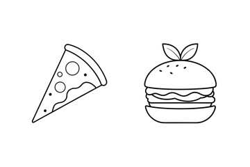 Slice of pizza and hamburger icon pepperoni cheese