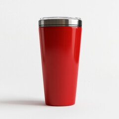 Red Tumbler Cup with Silver Lid on White Background travel mug insulated cup