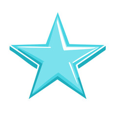 Obraz premium Bright blue star symbol with 3D effect and distinct outline, cartoon style vector