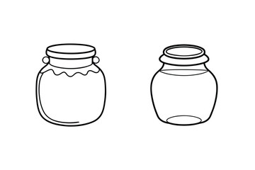 Two jars with liquid container glass