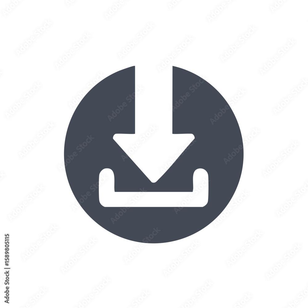 Poster modern download icon in simple geometric shape for web design interface button