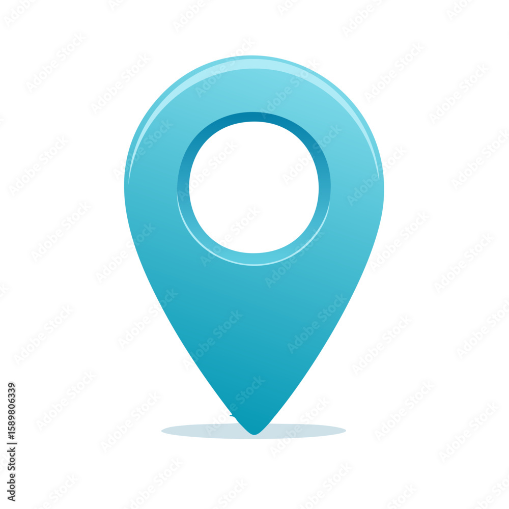 Poster vector location pinpoint - isolated blue map pointer icon denoting position in navigation