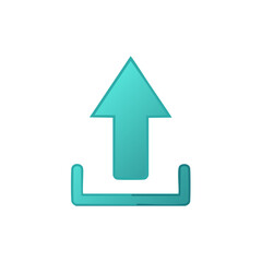 Graphical Teal Upload Symbol for Digital Interface with Upward Arrow