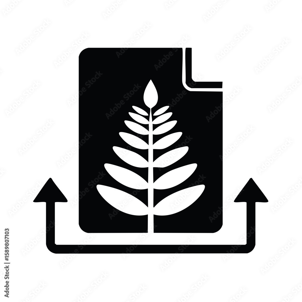 Aufkleber botanical file upload design featuring a leaflet graphic within a document page frame with direction