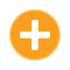 Fototapeta premium Orange Circle with White Plus Sign Icon for Addition or Medical Concepts