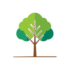 Illustration of an Apple Tree with Colorful Crown and Brown Trunk