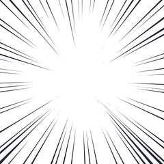 Obraz premium Comic speed lines. Radial manga burst. Vector cartoon action and motion rays with lightnings. Boom effect with perspective.bang, blast, boom, burst, comic, effect, explode, explosion, fast, flash, 