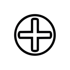 Fototapeta premium Medical cross symbol in circle simple black line vector illustration icon drawing