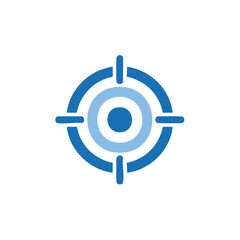 Concentric Circles Vector Illustration of Target with Reticle Sight in Blue