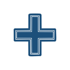 Obraz premium Bold blue cross outlined in white on white, creating a visually striking medical symbol