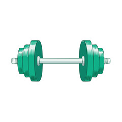 Isolated Illustration of Adjustable Teal Dumbbell with Metal Bar for Fitness and Exercise