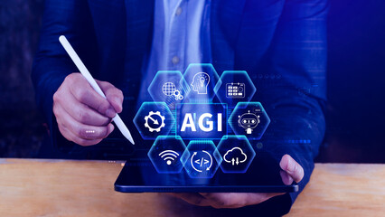 AGI concept, Artificial general intelligence, AI knowledge learning technology, AGI is the future...
