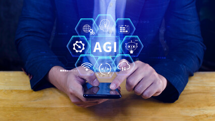 AGI concept, Artificial general intelligence, AI knowledge learning technology, AGI is the future...