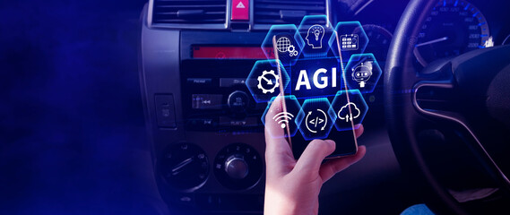 AGI concept, Artificial general intelligence, AI knowledge learning technology, AGI is the future...