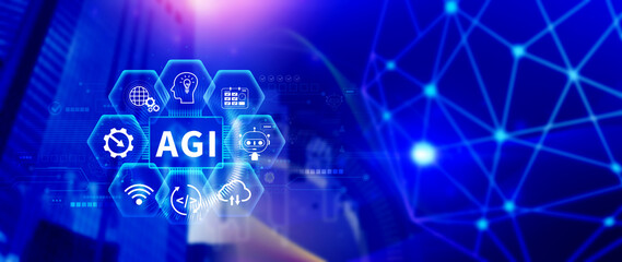 AGI concept, Artificial general intelligence, AI knowledge learning technology, AGI is the future...