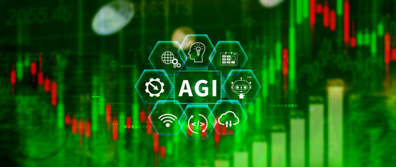 AGI concept, Artificial general intelligence, AI knowledge learning technology, AGI is the future...