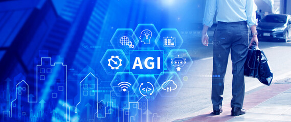 AGI concept, Artificial general intelligence, AI knowledge learning technology, AGI is the future...