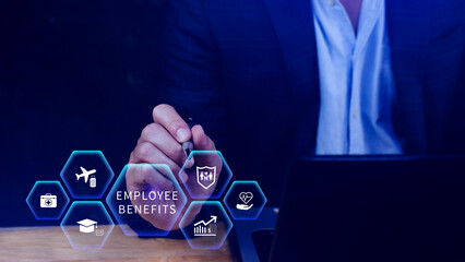 Employee Benefits Career Concept. Business Bonus Work Perks, Fringe benefits for employee...