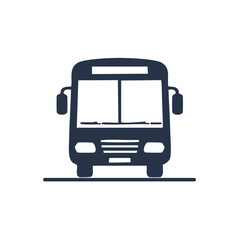 Stylized Vector Illustration of a Public Transportation Bus Seen from the Front View