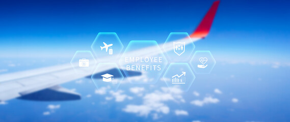 Employee Benefits Career Concept. Business Bonus Work Perks, Fringe benefits for employee...