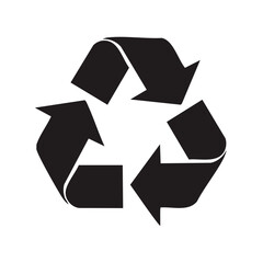 Recycling Symbol Black Silhouette for Ecology and Sustainability Concept
