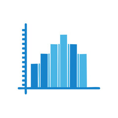 Hand-drawn Blue Bar Chart Illustrating Growth and Progress