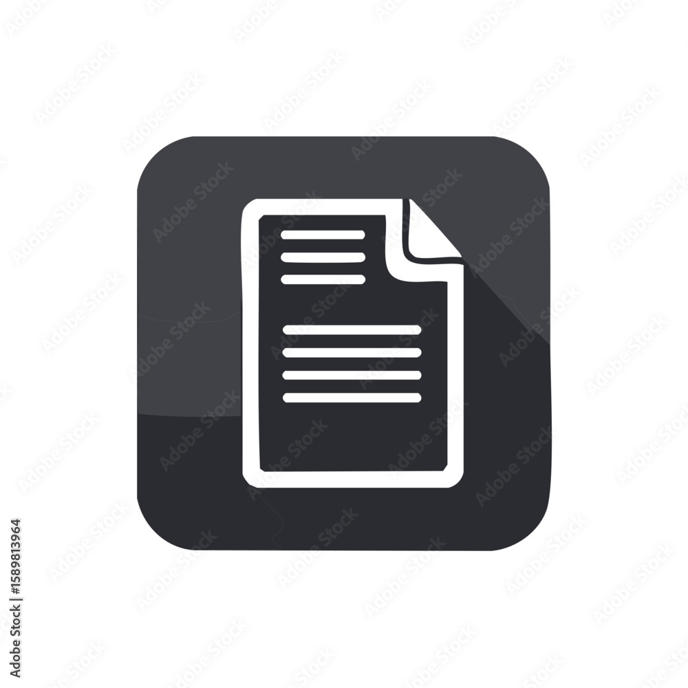Fototapete rounded square icon with document and folded corner symbol for interface design