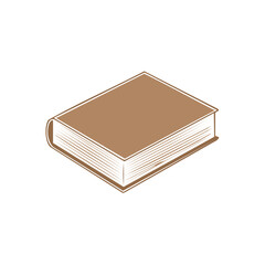 Isometric book drawing with closed pages, literature and education resource illustration, brown cover and book binding