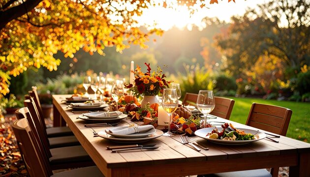 Autumnal outdoor dining table