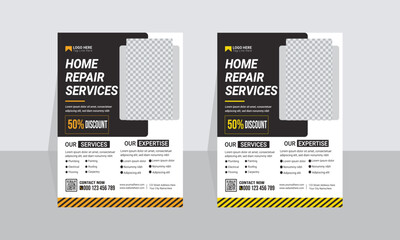 Home repair services flyer template Design and Handyman service Flyer template.
