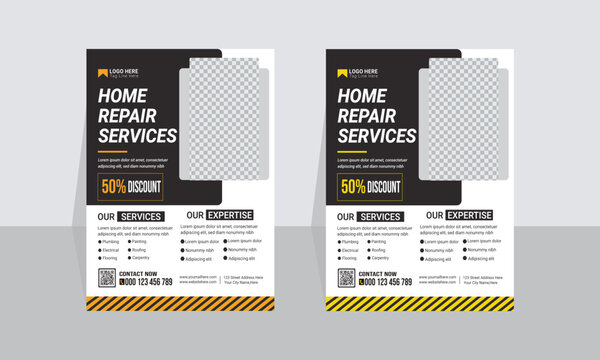 Home repair services flyer template Design and Handyman service Flyer template.