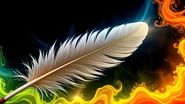 Unlock a new dimension with a Feather Border Frame drifting in gentle animations, radiating with swirling auroras of citrus colors that dance rhythmically, providing a fresh and lively