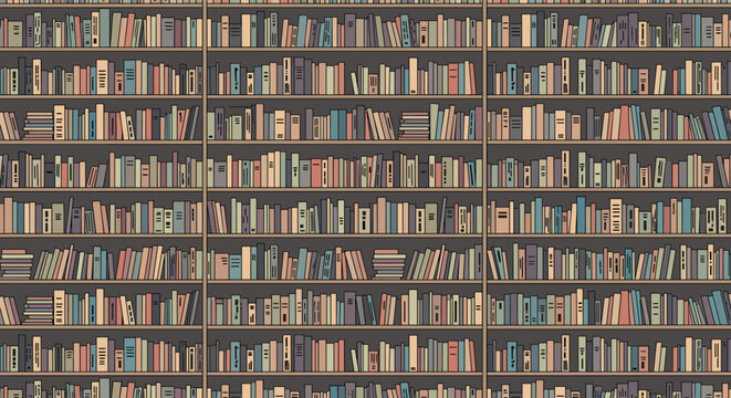 Vast collection of books displayed on multiple shelves in a library or study room setting